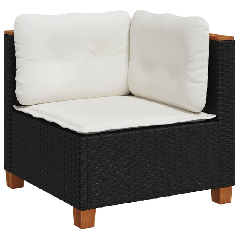 vidaXL 11 Piece Garden Sofa Set with Cushions Black Poly Rattan
