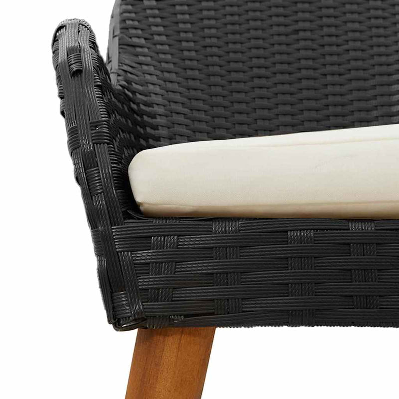 vidaXL Garden Dining Set with Cushion 5 pcs Black Poly Rattan