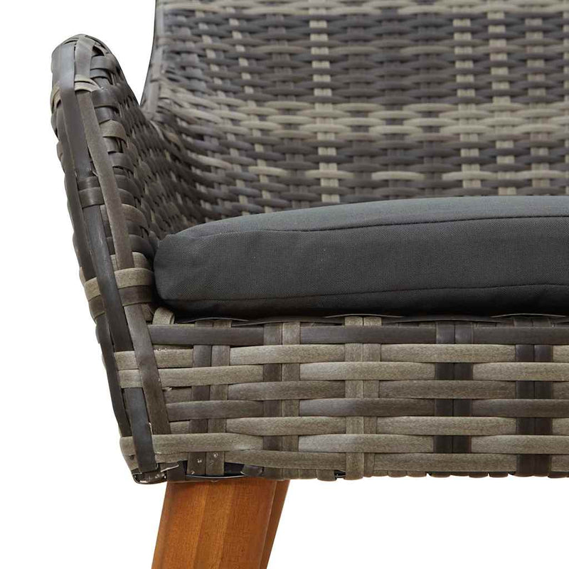 vidaXL Garden Dining Set with Cushion 3 pcs Grey Poly Rattan