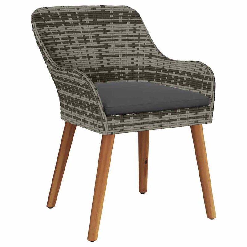 vidaXL Garden Dining Set with Cushion 3 pcs Grey Poly Rattan