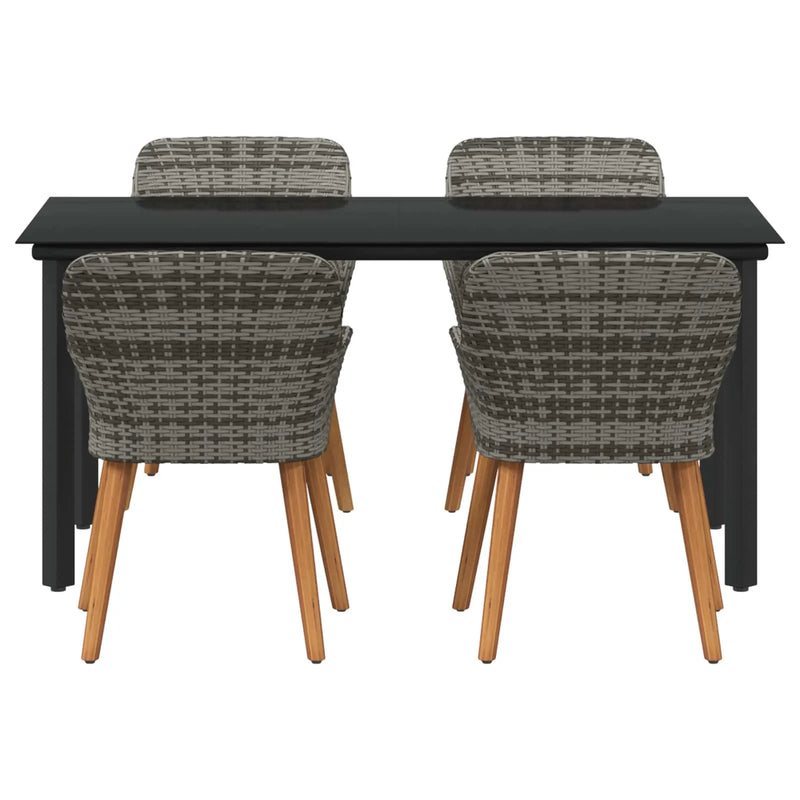 Garden Dining Set with Cushion 5 pcs Grey Poly Rattan