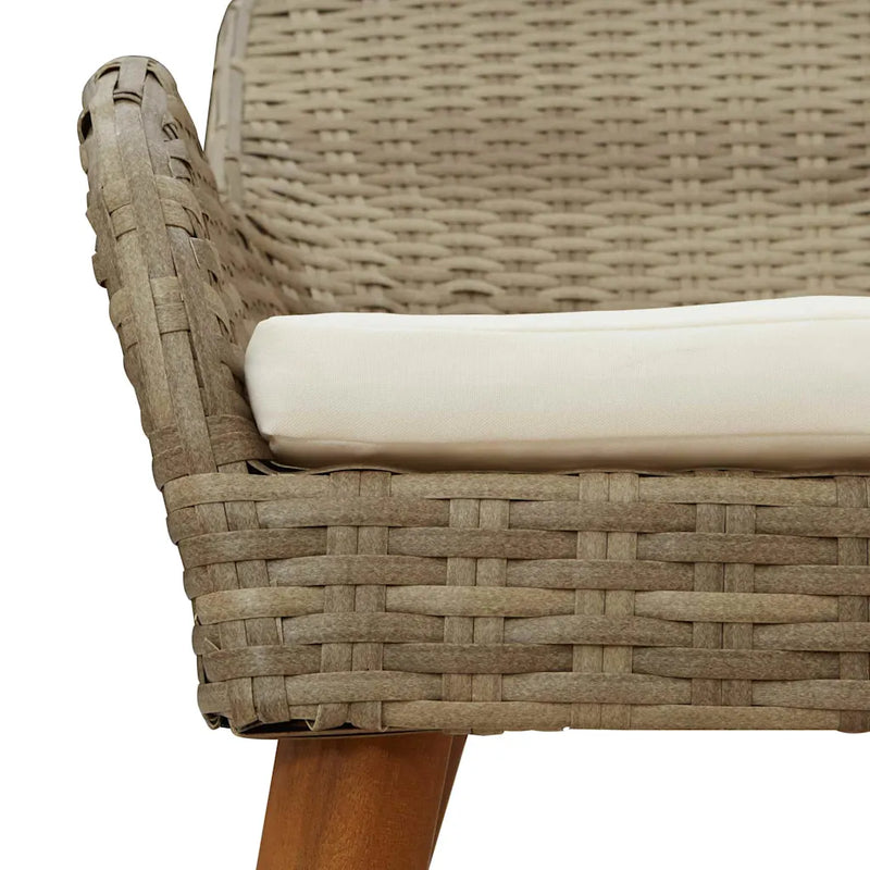 Garden Dining Set with Cushion 3 pcs Beige Poly Rattan