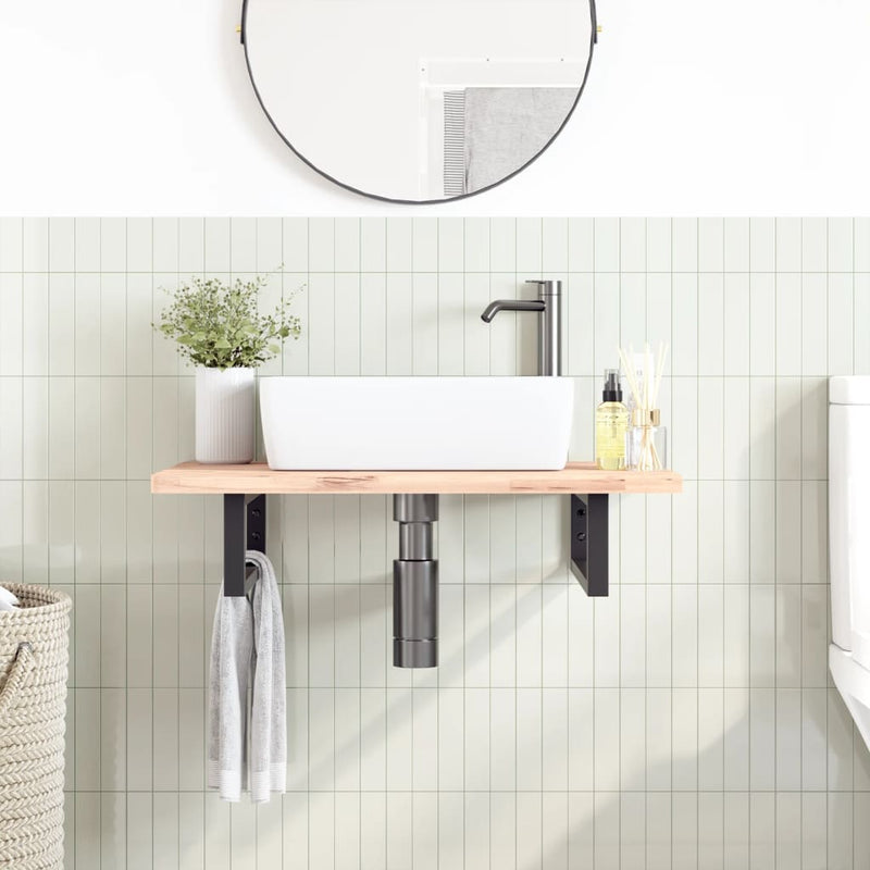 vidaXL Shelf Brackets for Washbasin 2 pcs Black Rectangular Steel
