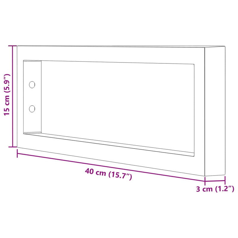 vidaXL Shelf Brackets for Washbasin 2 pcs Black Rectangular Steel