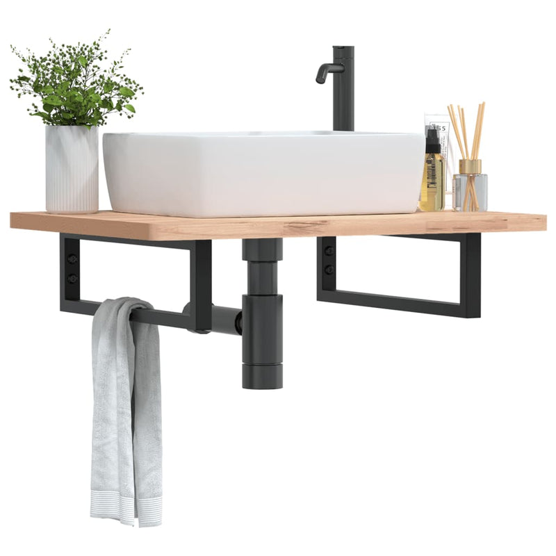 vidaXL Shelf Brackets for Washbasin 2 pcs Black Rectangular Steel