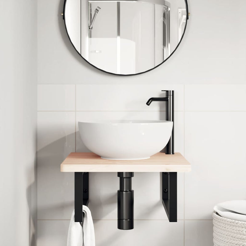 vidaXL Shelf Brackets for Washbasin 2 pcs Black Rectangular Steel