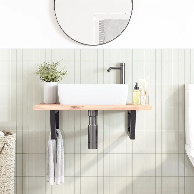 vidaXL Shelf Brackets for Washbasin 2 pcs Black Trapezium Steel