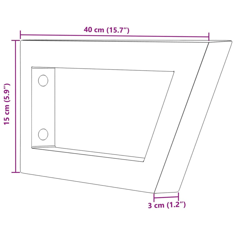 vidaXL Shelf Brackets for Washbasin 2 pcs Black Trapezium Steel