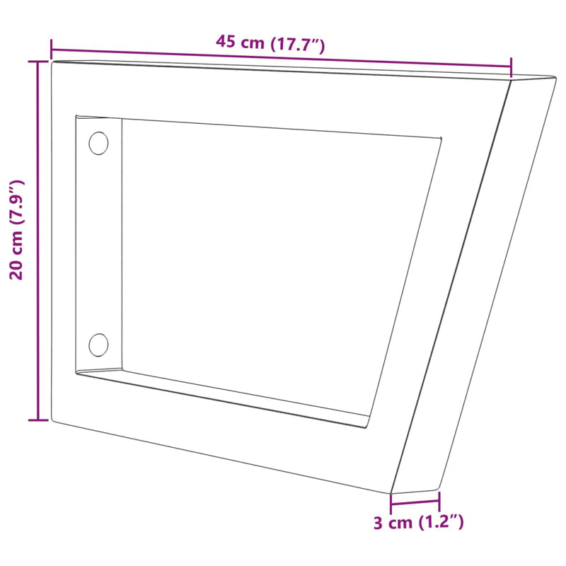 vidaXL Shelf Brackets for Washbasin 2 pcs Black Trapezium Steel
