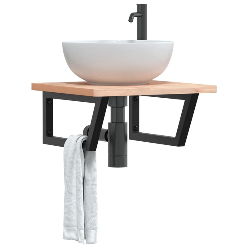 vidaXL Shelf Brackets for Washbasin 2 pcs Black Trapezium Steel