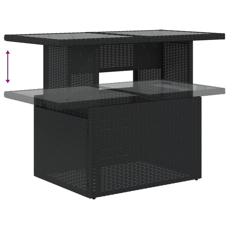 vidaXL 2 Piece Garden Sofa Set with Cushions Black Poly Rattan and Glass