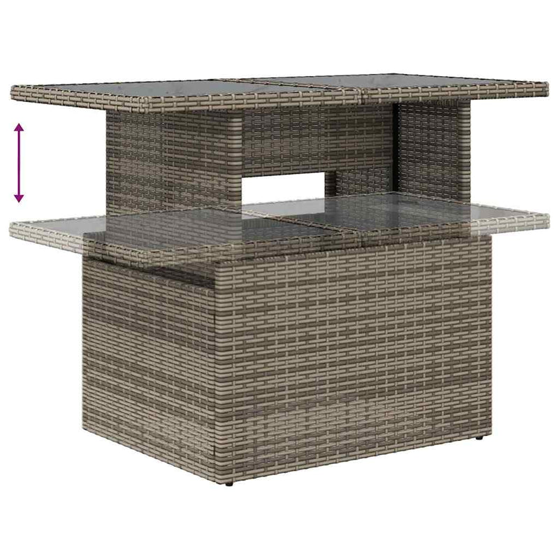 vidaXL 2 Piece Garden Sofa Set with Cushions Grey Poly Rattan and Glass