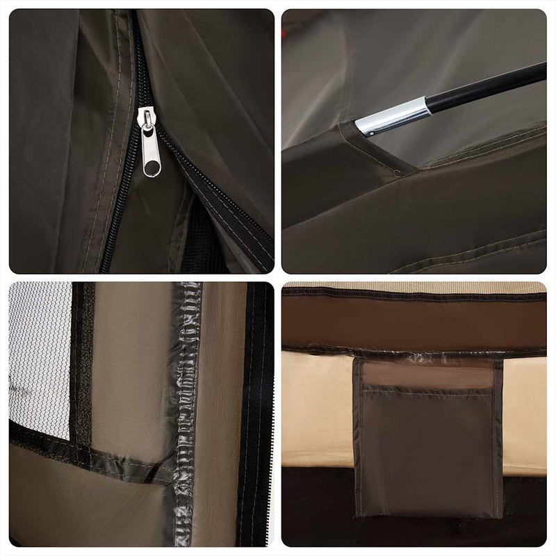 vidaXL Fishing Tent 4-Person Brown Waterproof