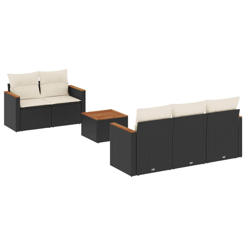 vidaXL 6 Piece Garden Sofa Set with Cushions Black Poly Rattan