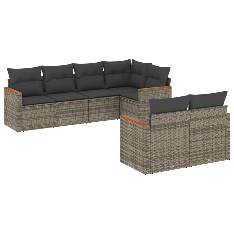 vidaXL 7 Piece Garden Sofa Set with Cushions Grey Poly Rattan