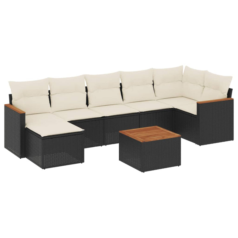vidaXL 8 Piece Garden Sofa Set with Cushions Black Poly Rattan