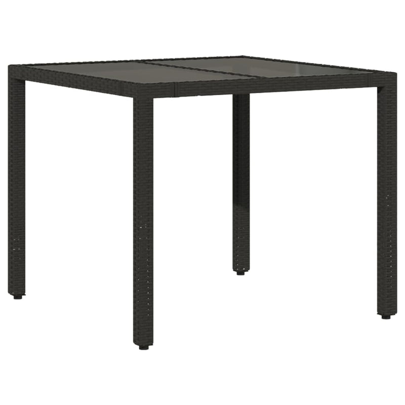 vidaXL 5 Piece Garden Dining Set with Cushions Black Poly Rattan