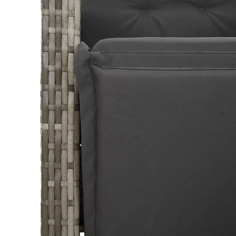 vidaXL 3 Piece Garden Bistro Set with Cushions Grey Poly Rattan