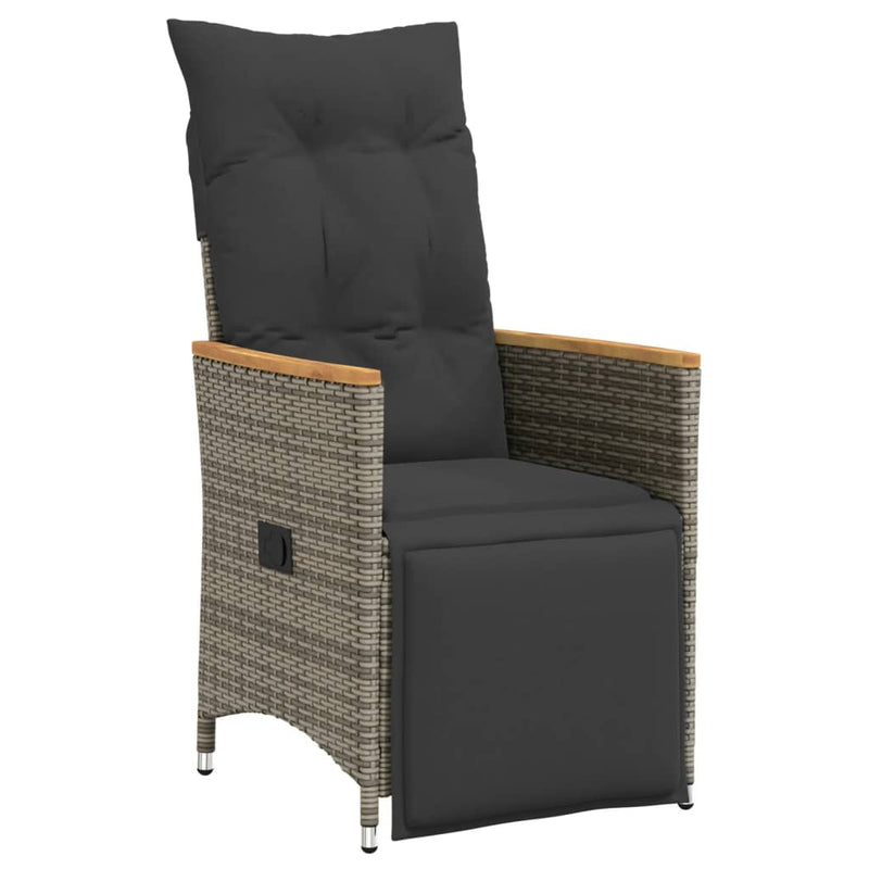 vidaXL 3 Piece Garden Bistro Set with Cushions Grey Poly Rattan
