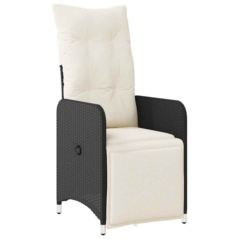 vidaXL 5 Piece Garden Bistro Set with Cushions Black Poly Rattan