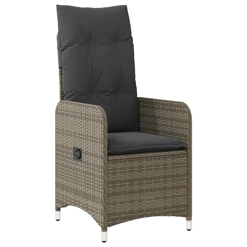 vidaXL 3 Piece Garden Bistro Set with Cushions Grey Poly Rattan