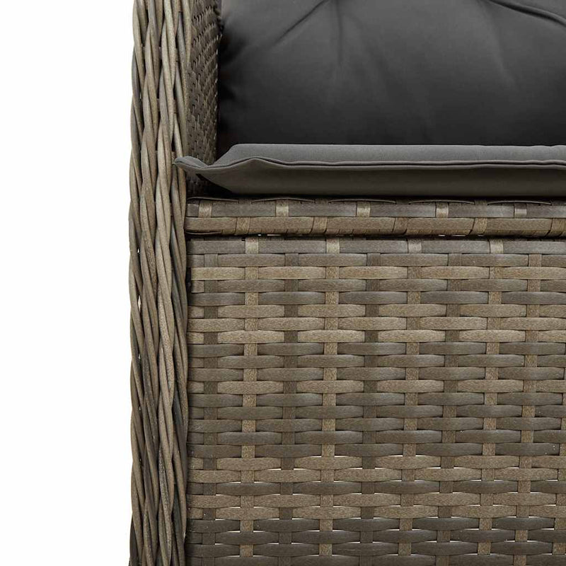 vidaXL 3 Piece Garden Bistro Set with Cushions Grey Poly Rattan
