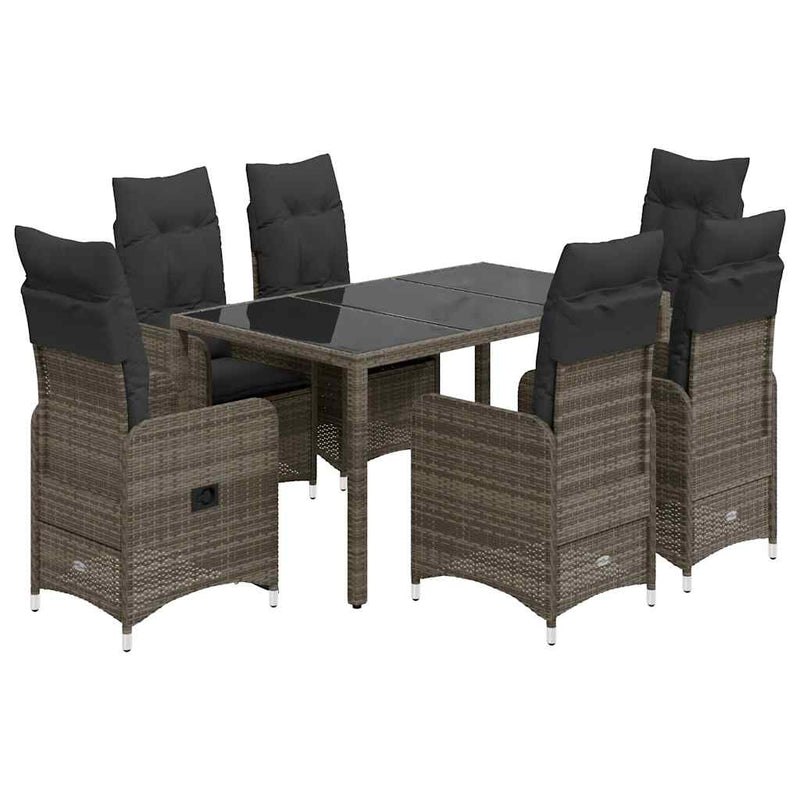 vidaXL 5 Piece Garden Bistro Set with Cushions Grey Poly Rattan