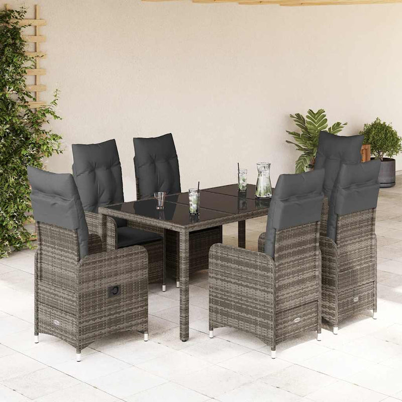 vidaXL 5 Piece Garden Bistro Set with Cushions Grey Poly Rattan