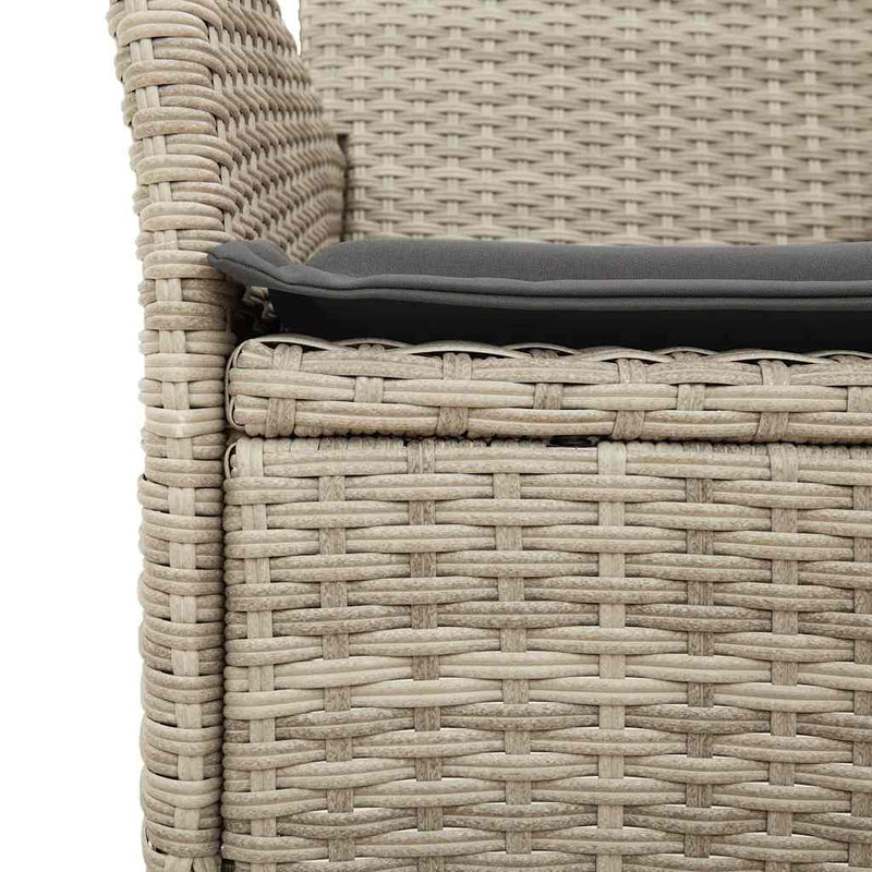 vidaXL 9 Piece Garden Dining Set with Cushions Light Grey Poly Rattan and Glass