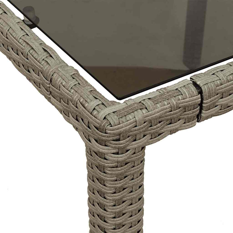 vidaXL 9 Piece Garden Dining Set with Cushions Light Grey Poly Rattan and Glass