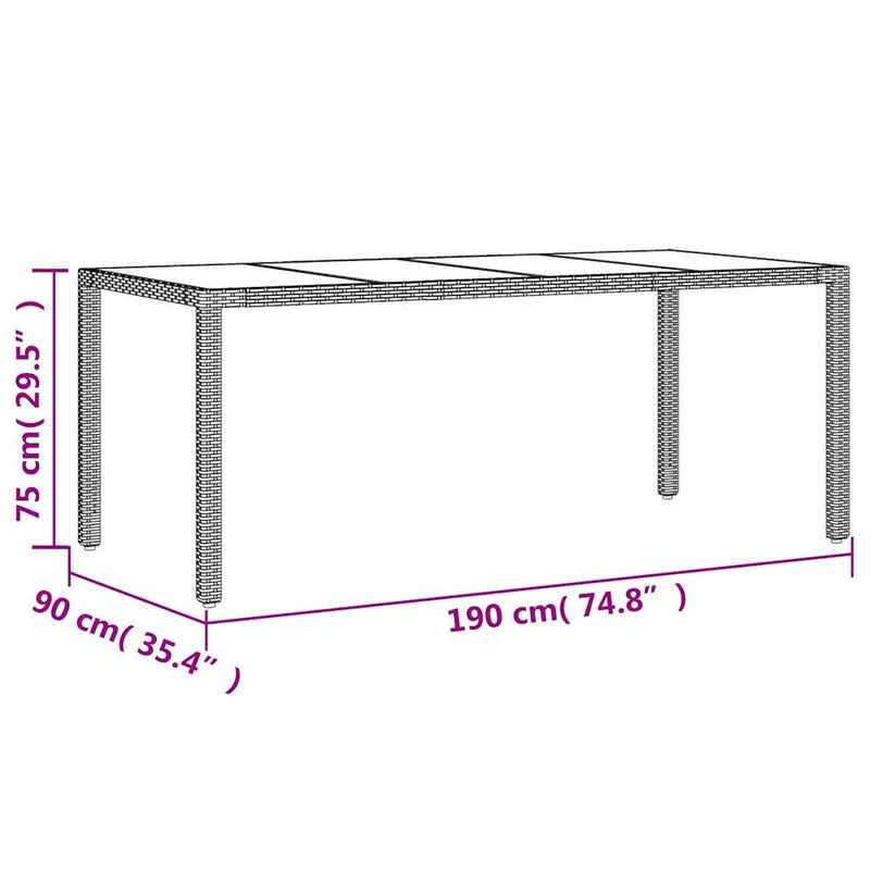 vidaXL 9 Piece Garden Dining Set with Cushions Light Grey Poly Rattan and Glass