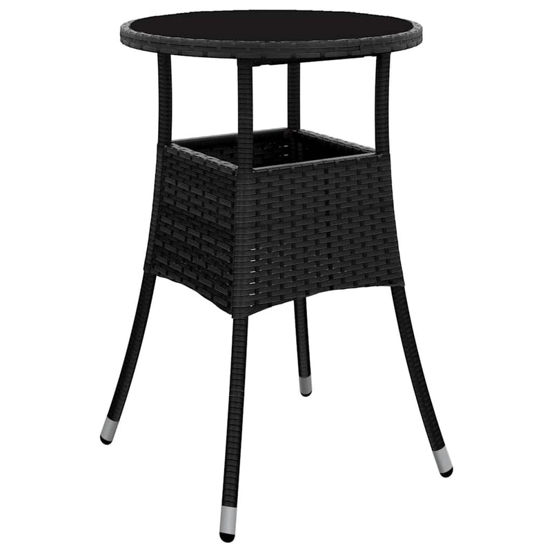 vidaXL 5 Piece Garden Dining Set with Cushions Black Poly Rattan and Glass