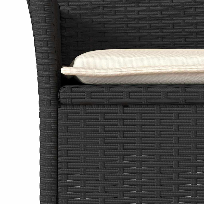 vidaXL 5 Piece Garden Dining Set with Cushions Black Poly Rattan and Glass
