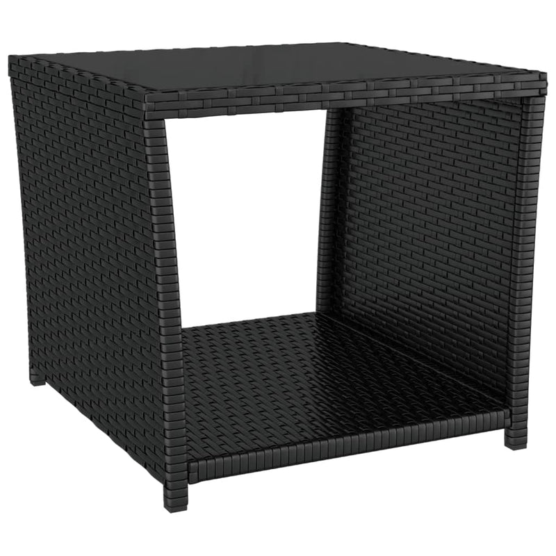 vidaXL 3 Piece Garden Dining Set with Cushions Black Poly Rattan