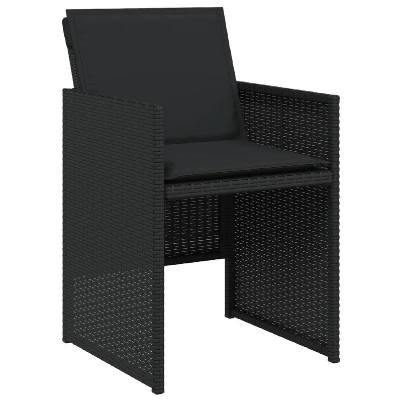 5 Piece Garden Dining Set with Cushions Black Poly Rattan