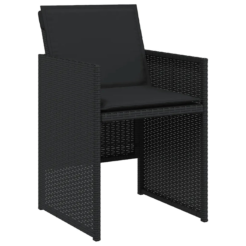 11 Piece Garden Dining Set with Cushions Black Poly Rattan