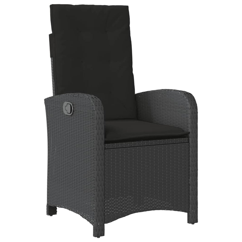 vidaXL 3 Piece Garden Dining Set with Cushions Black Poly Rattan