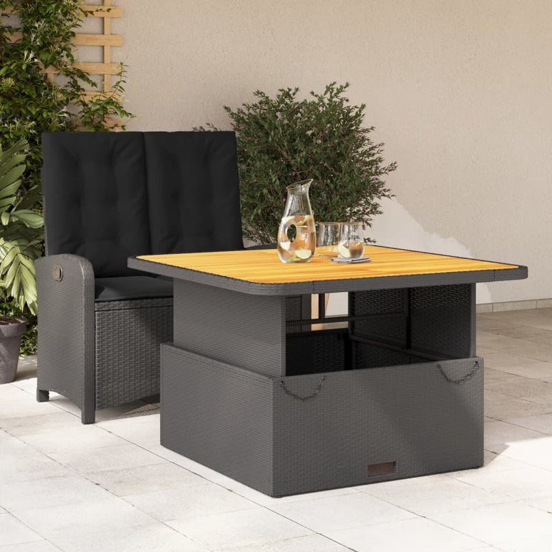 vidaXL 2 Piece Garden Dining Set with Cushions Black Poly Rattan