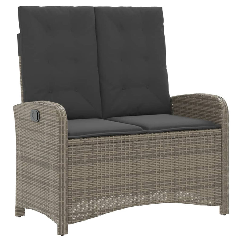 vidaXL 2 Piece Garden Dining Set with Cushions Grey Poly Rattan