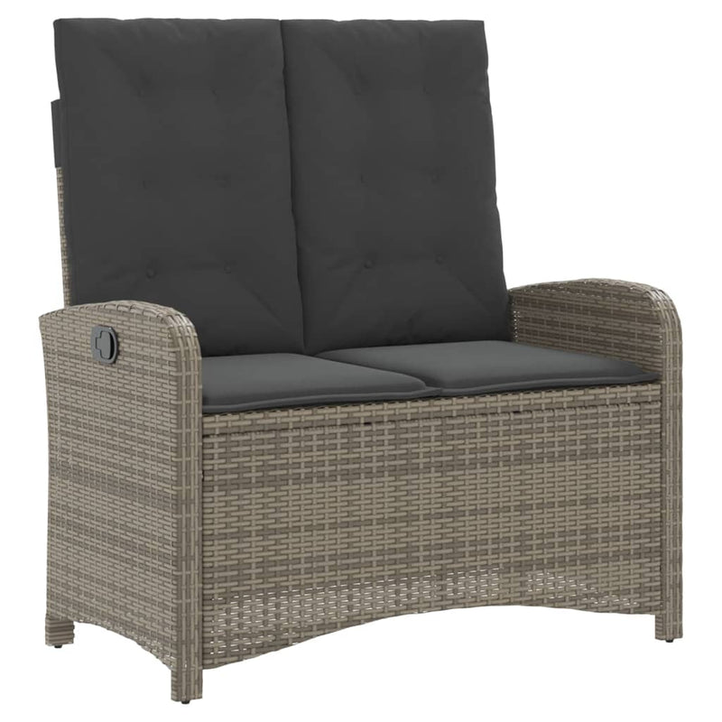 vidaXL 2 Piece Garden Dining Set with Cushions Grey Poly Rattan