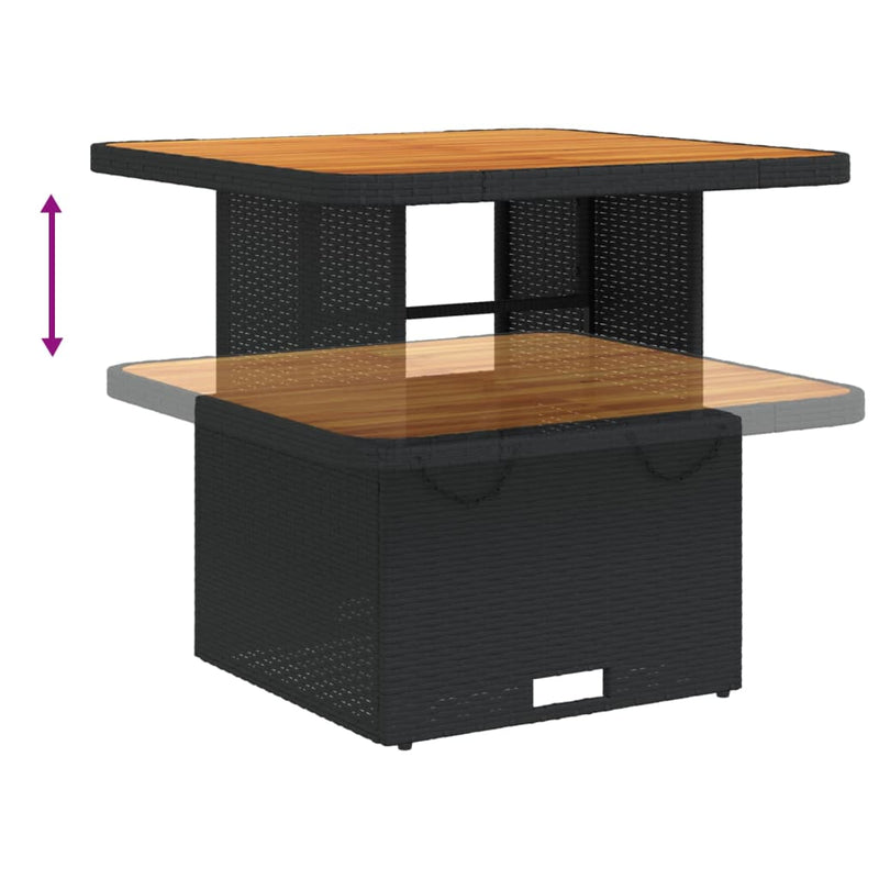 vidaXL 3 Piece Garden Dining Set with Cushions Black Poly Rattan