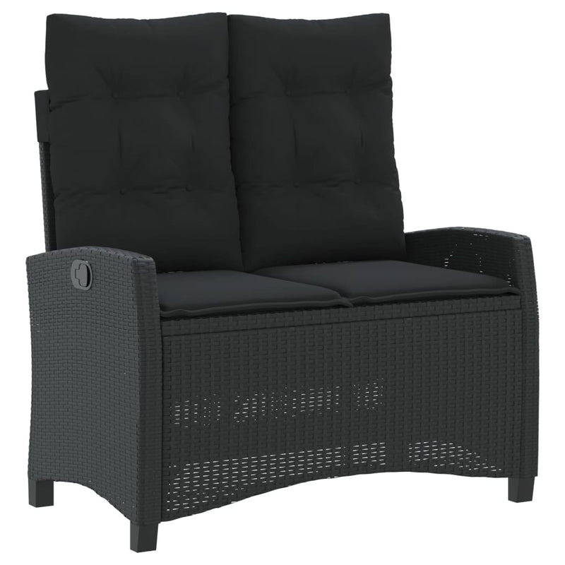 vidaXL 4 Piece Garden Dining Set with Cushions Black Poly Rattan