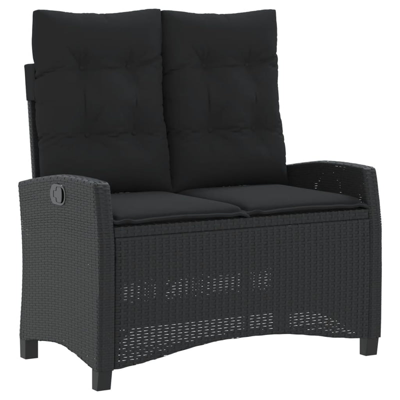 vidaXL 4 Piece Garden Dining Set with Cushions Black Poly Rattan