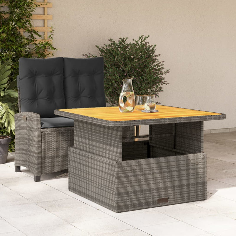 vidaXL 2 Piece Garden Dining Set with Cushions Grey Poly Rattan