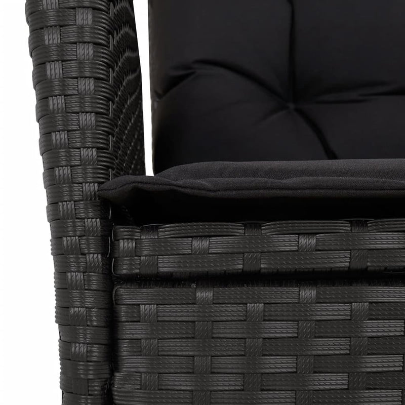vidaXL 3 Piece Garden Dining Set with Cushions Black Poly Rattan