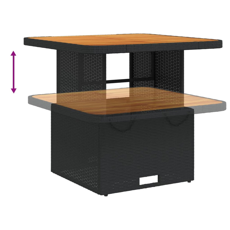 vidaXL 3 Piece Garden Dining Set with Cushions Black Poly Rattan
