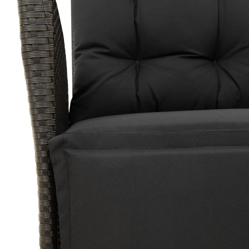 vidaXL 3 Piece Garden Dining Set with Cushions Black Poly Rattan