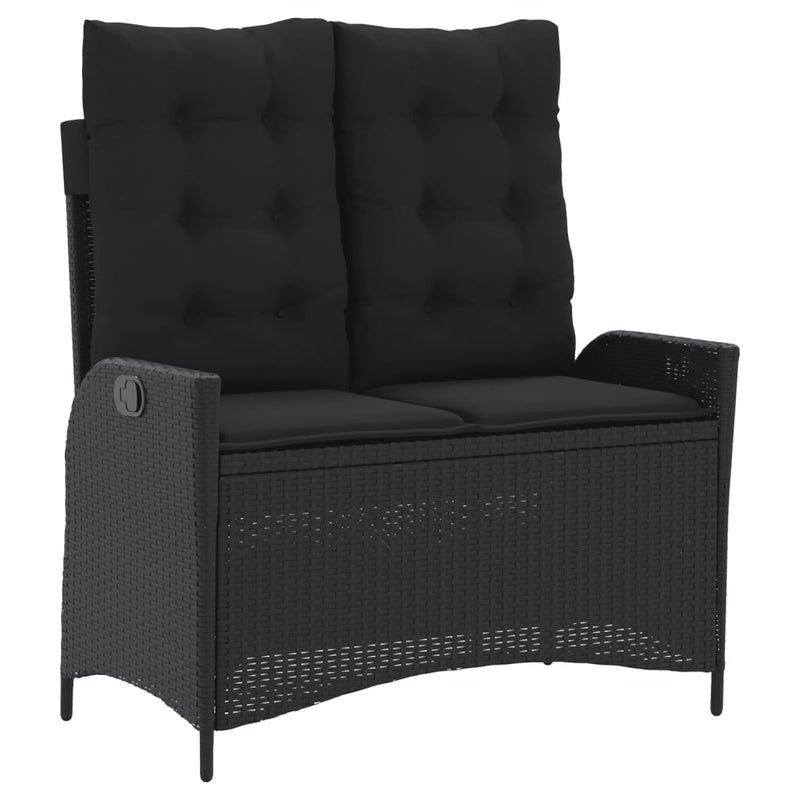 vidaXL 2 Piece Garden Dining Set with Cushions Black Poly Rattan