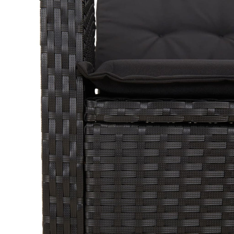 vidaXL 2 Piece Garden Dining Set with Cushions Black Poly Rattan