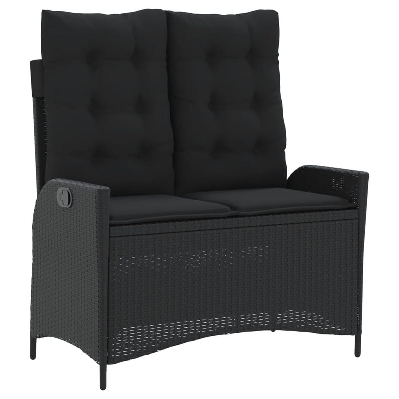vidaXL 4 Piece Garden Dining Set with Cushions Black Poly Rattan